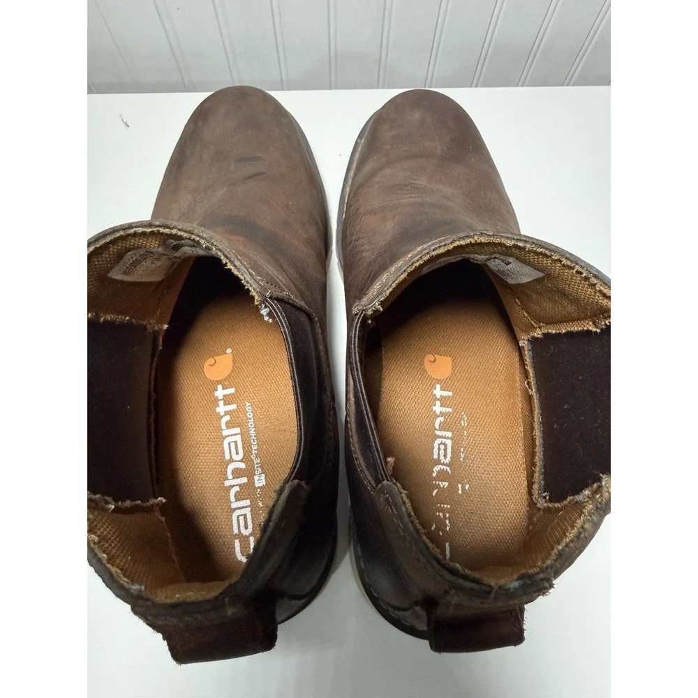 Carhartt Boots Mens 10.5 Brown Wedge Chelsea Steel Toe Workwear